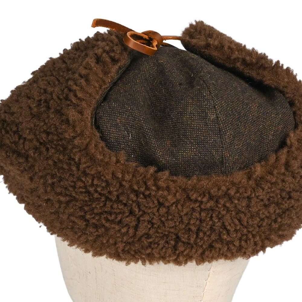 Brixton Barrel Earflap Snap Cap - Brown/Brown Tweed