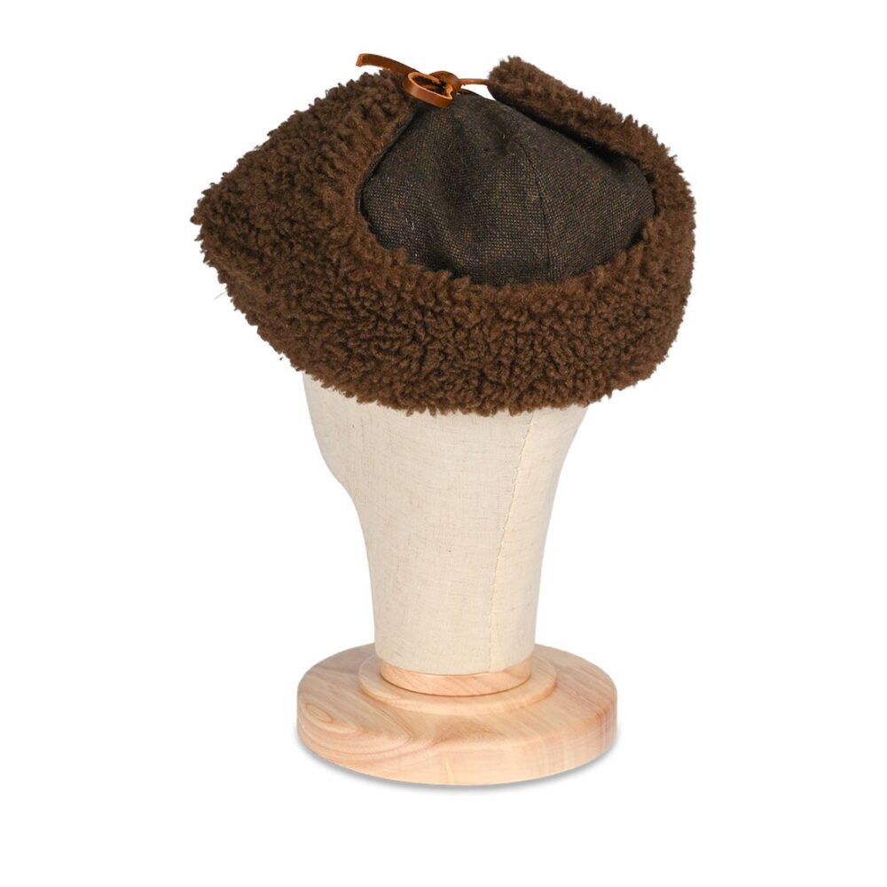 Brixton Barrel Earflap Snap Cap - Brown/Brown Tweed