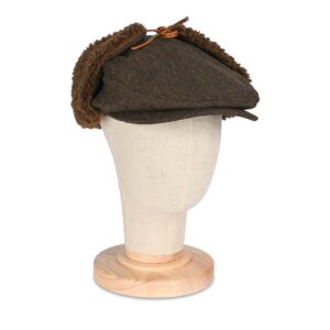 Brixton Barrel Earflap Snap Cap - Brown/Brown Tweed