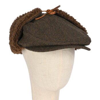 Brixton Barrel Earflap Snap Cap - Brown/Brown Tweed