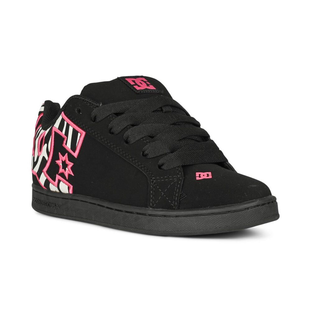 DC Women's Court Graffik Skate Shoes - Black/White/Pink