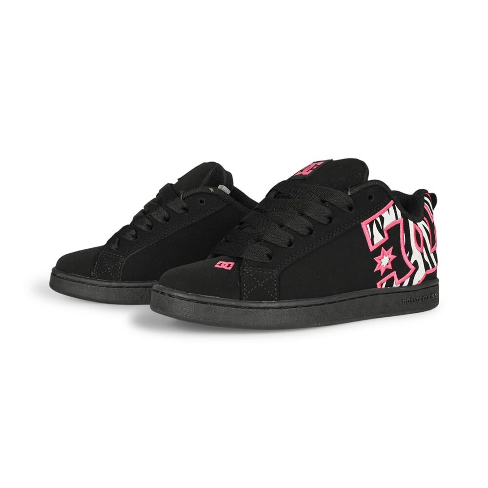 DC Women's Court Graffik Skate Shoes - Black/White/Pink
