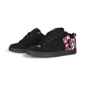 DC Women's Court Graffik Skate Shoes - Black/White/Pink