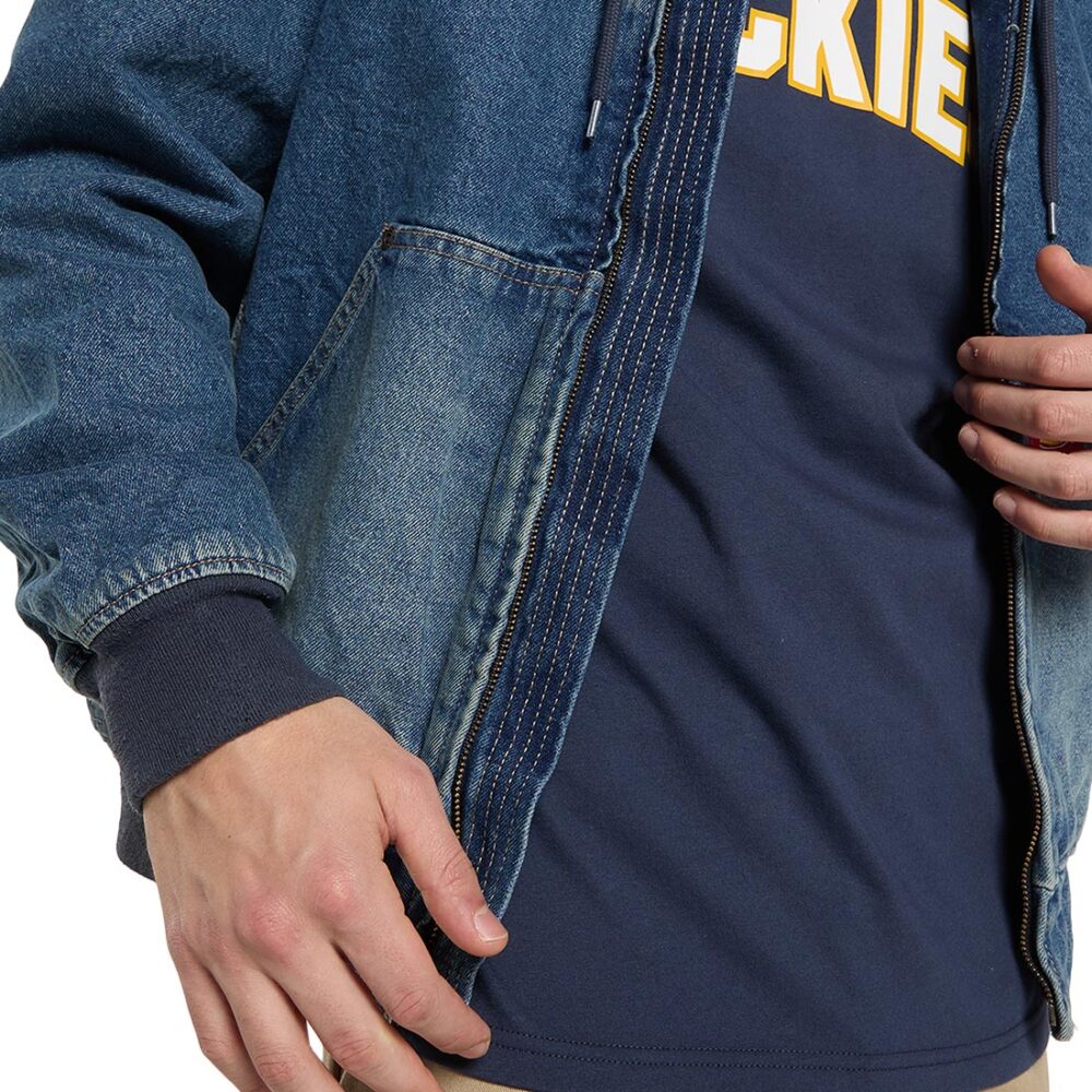 Dickies Hilham Denim Hooded Bomber Jacket - Mid Blue Fade