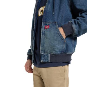 Dickies Hilham Denim Hooded Bomber Jacket - Mid Blue Fade