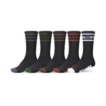Globe Tilt Hi Crew Socks 5 Pack - Black/Assorted