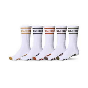 Globe Tilt Hi Crew Socks 5 Pack - White/Assorted