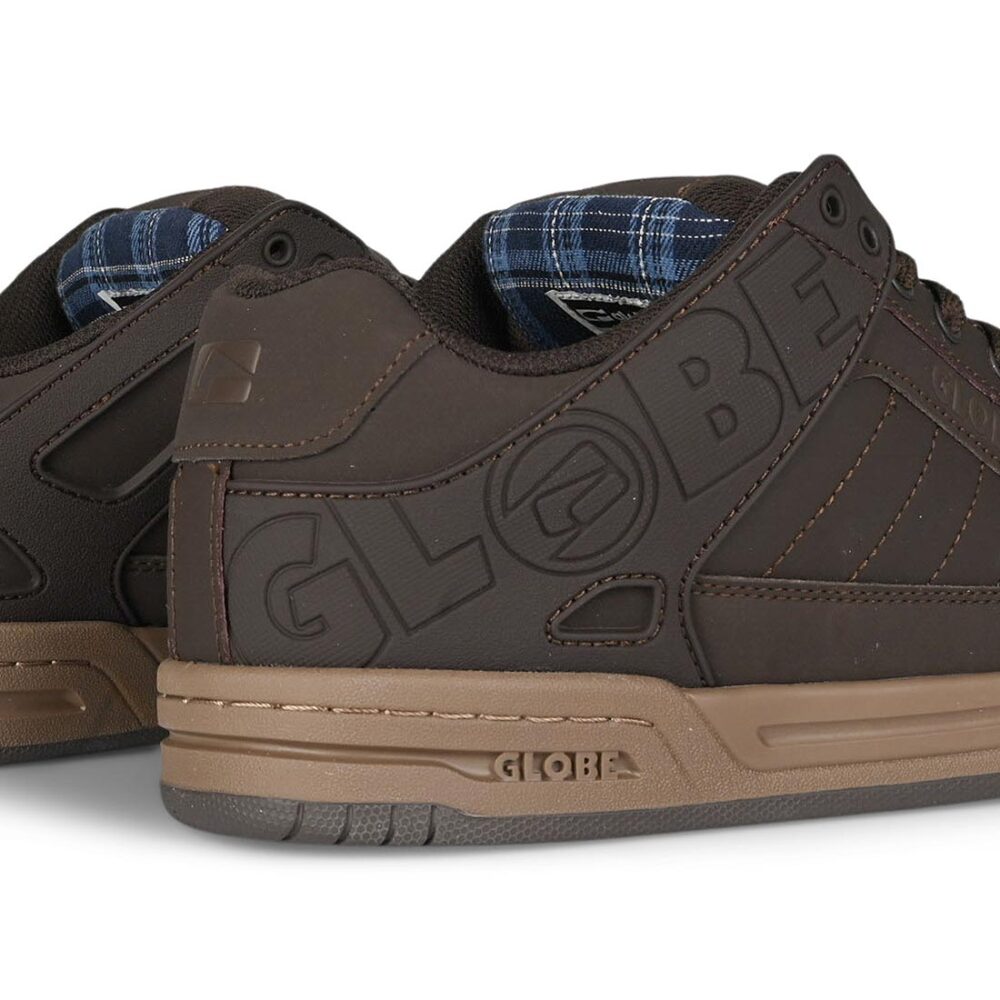 Globe Tilt Skate Shoes - Brown/Blue/Tartan
