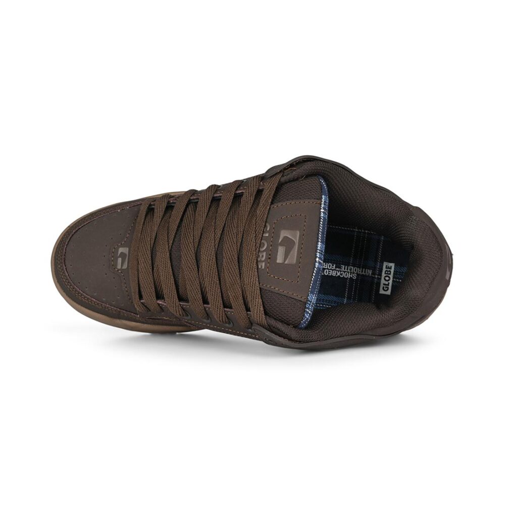 Globe Tilt Skate Shoes - Brown/Blue/Tartan
