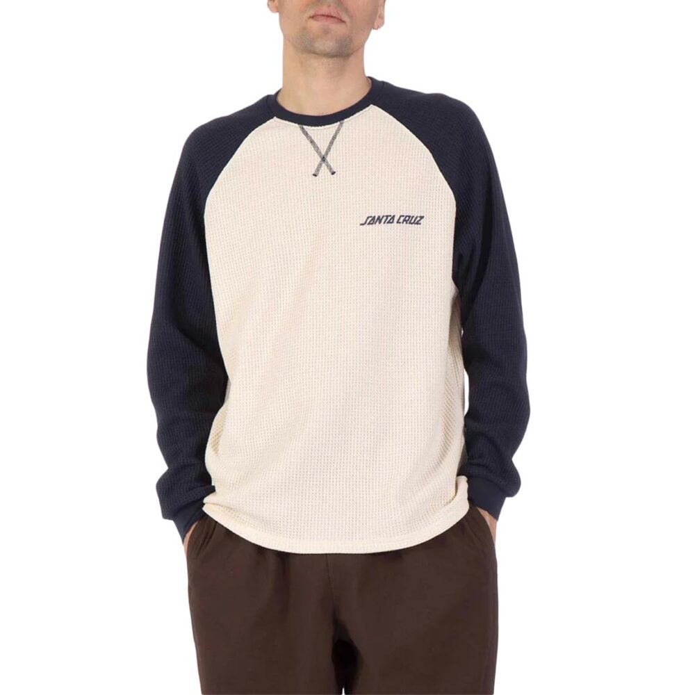 Santa Cruz Classic Strip Raglan L/S T-Shirt - Wax Paper/Midnight Blue
