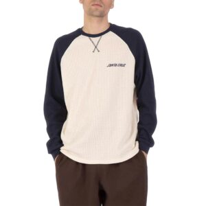 Santa Cruz Classic Strip Raglan L/S T-Shirt - Wax Paper/Midnight Blue