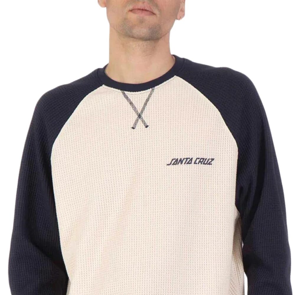 Santa Cruz Classic Strip Raglan L/S T-Shirt - Wax Paper/Midnight Blue
