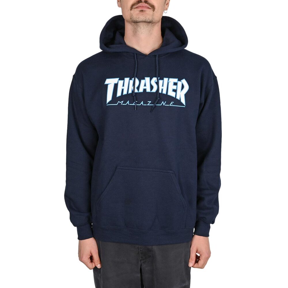 Thrasher Outlined Pullover Hoodie - Navy