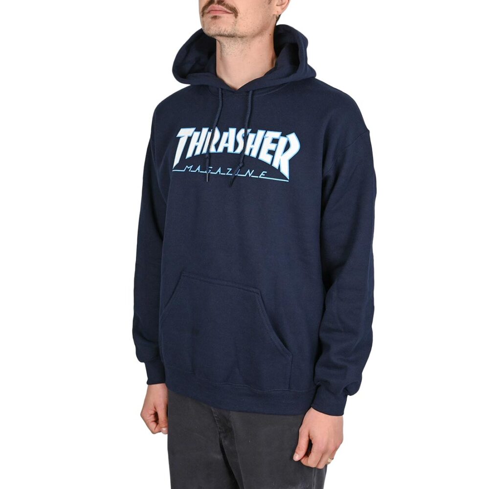 Thrasher Outlined Pullover Hoodie - Navy