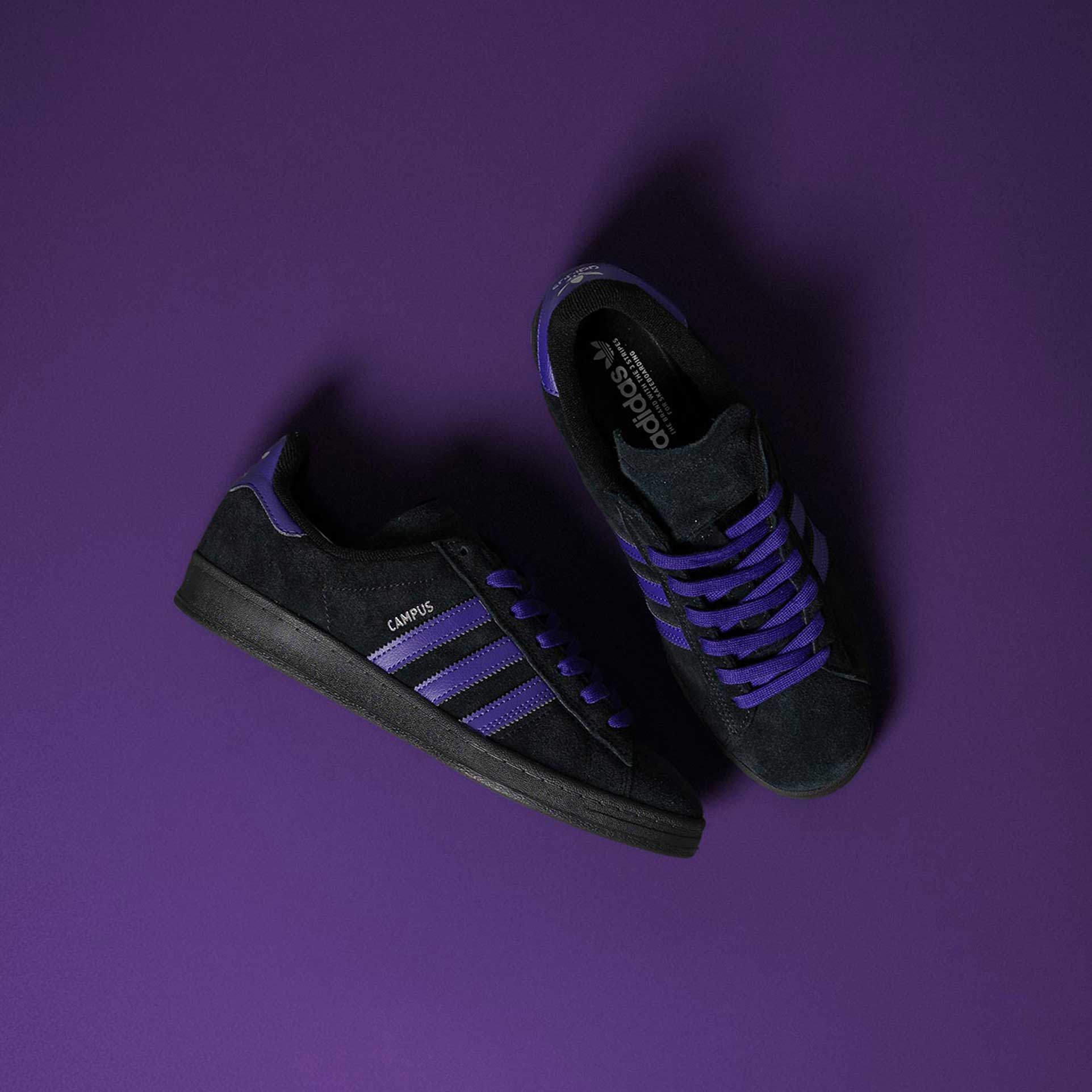 Adidas Campus ADV black purple skate shoes