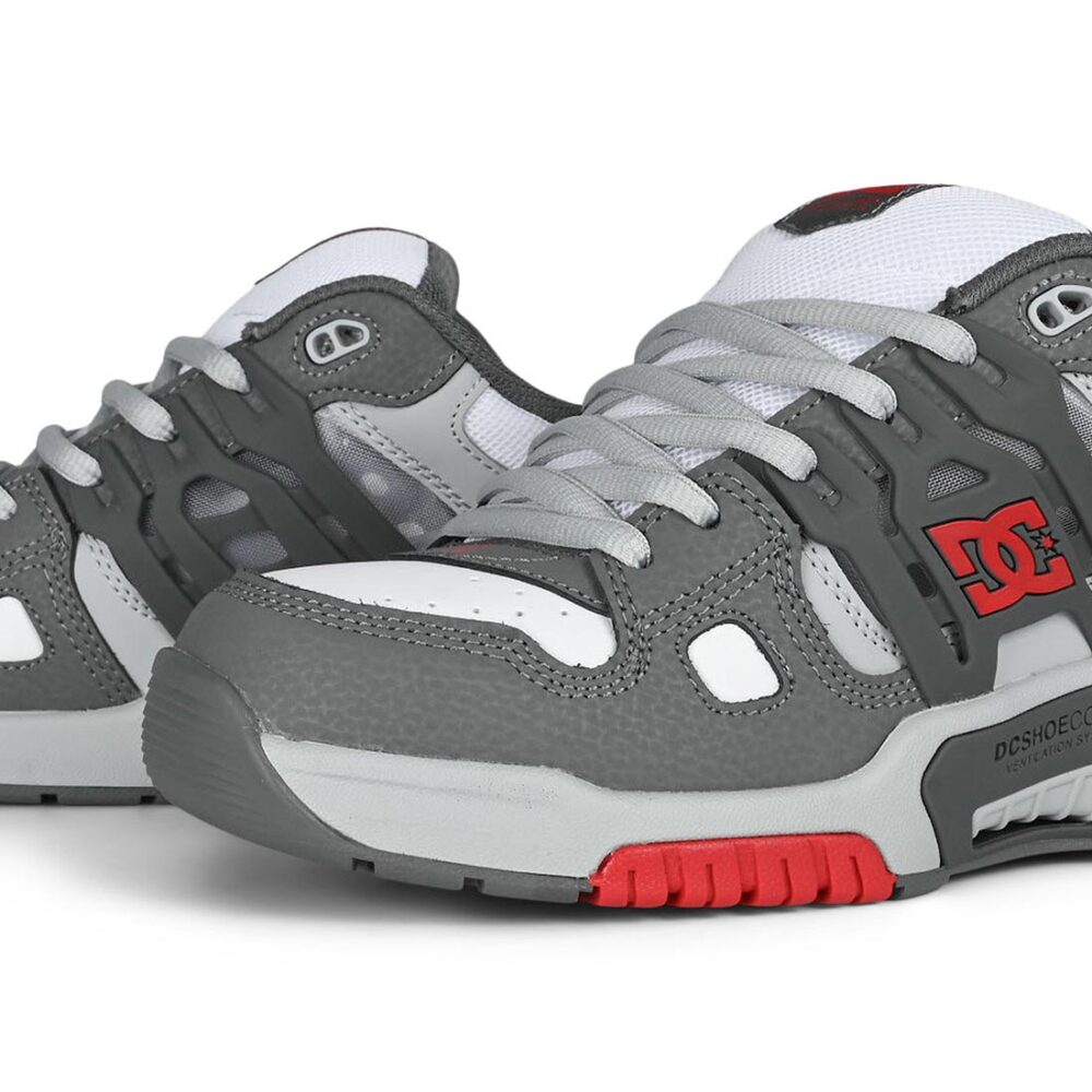 DC AT-2 Skate Shoes - Dark Grey/Grey/Red