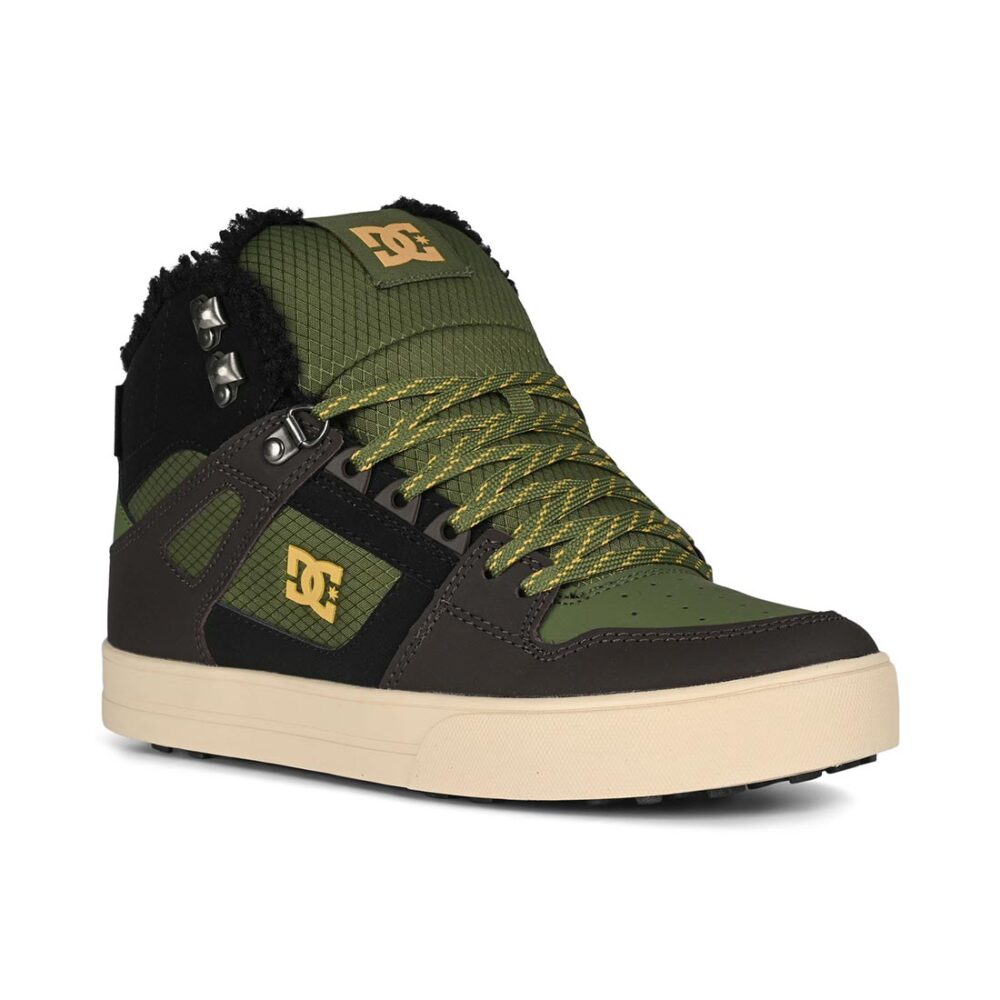 DC Pure High Top WC WNT Winterised Skate Shoes - Brown/Olive/Black