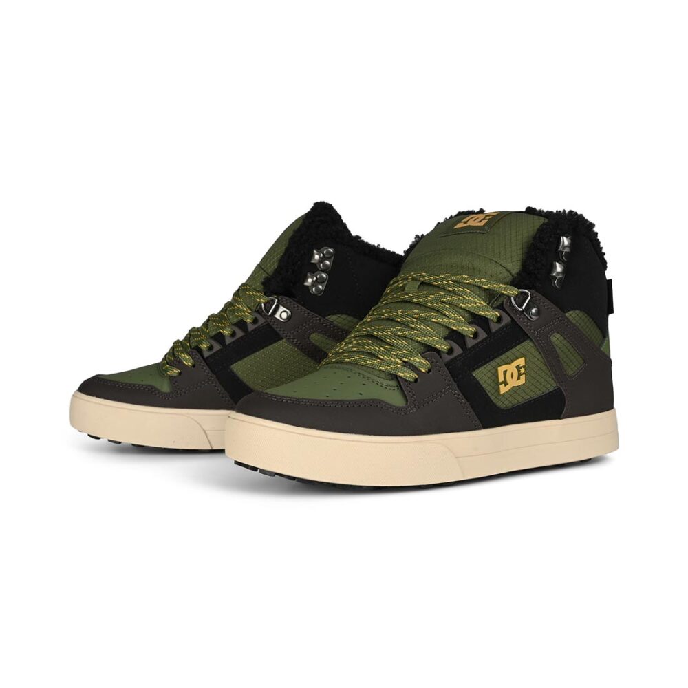 DC Pure High Top WC WNT Winterised Skate Shoes - Brown/Olive/Black