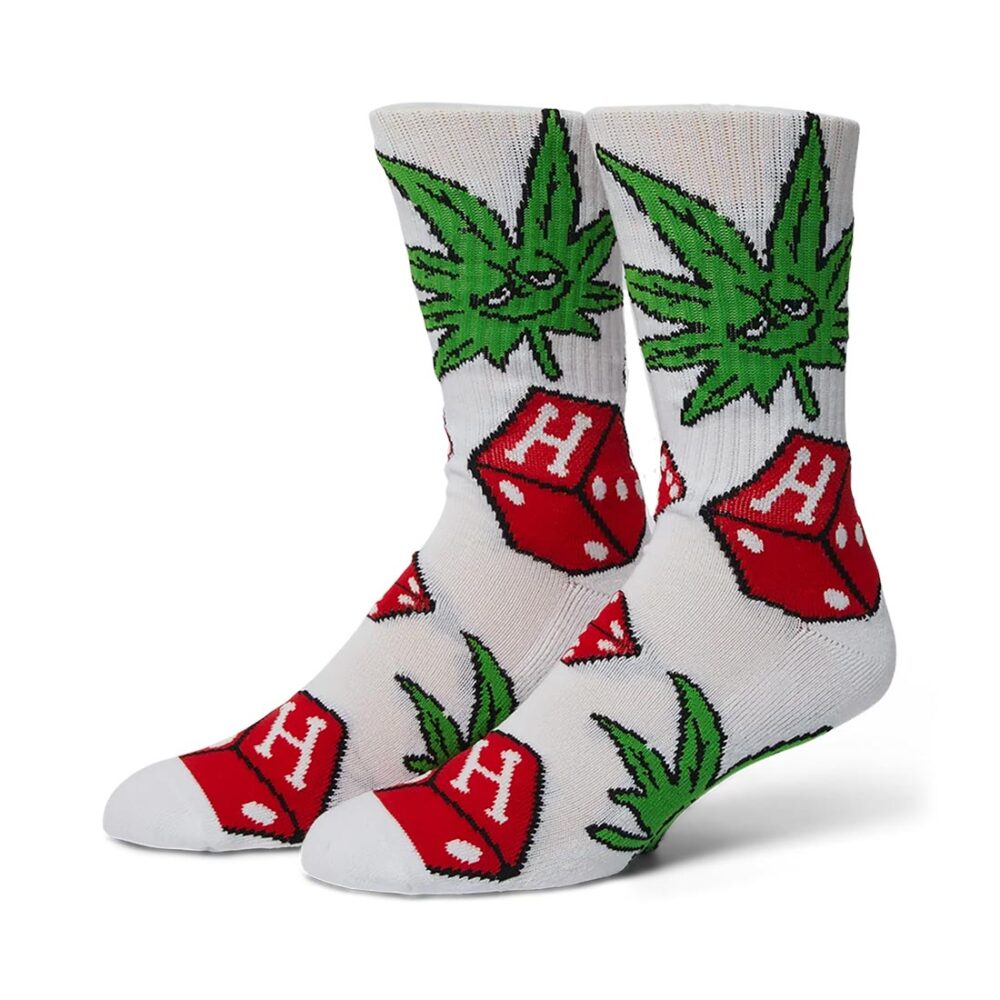 HUF Dice Buddy Crew Socks - White