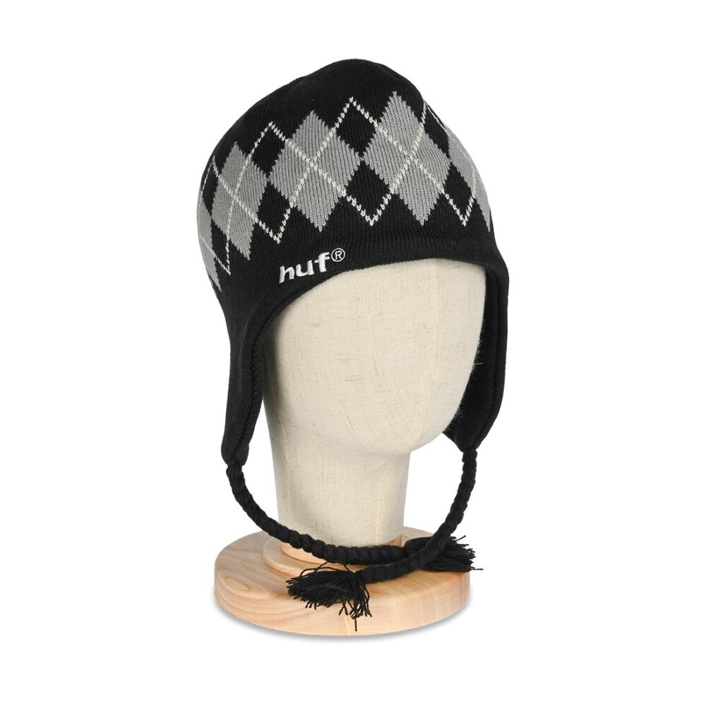 HUF Wilson Braided Flap Beanie Hat - Black