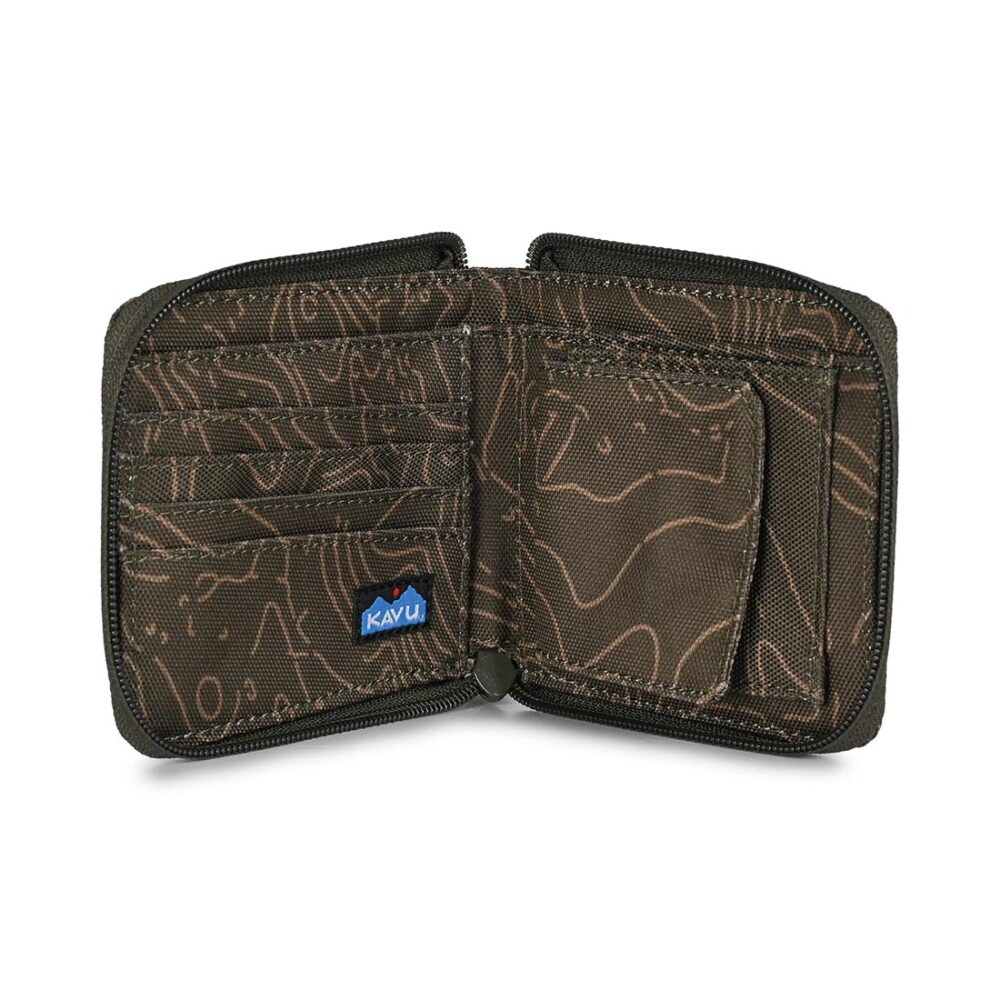 Kavu Zip Around Zip-Up Wallet - Olive Topo