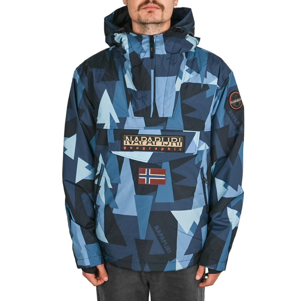 Napapijri Rainforest Next All Over Print Anorak Jacket - Blue