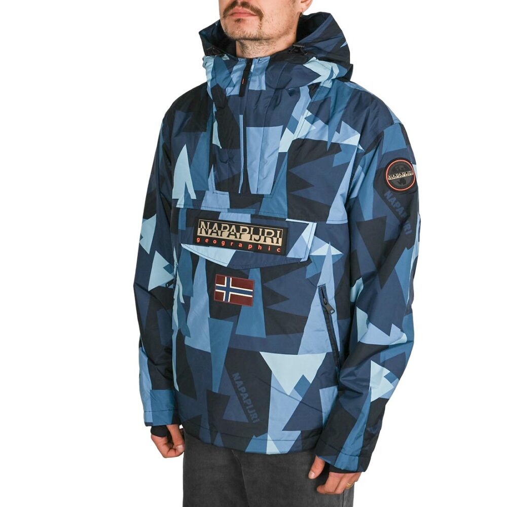 Napapijri Rainforest Next All Over Print Anorak Jacket - Blue