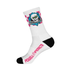 Powell Peralta Ripper Checker Crew Socks - Blue/Pink/White