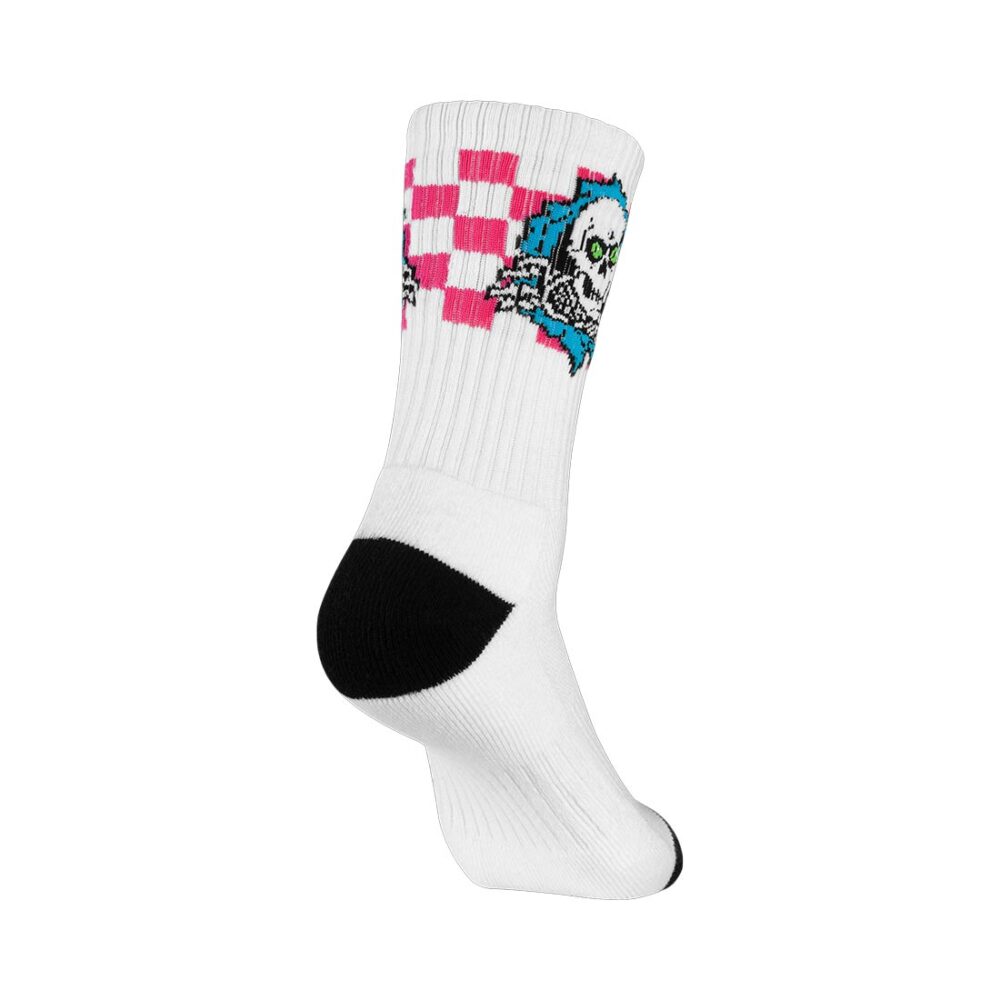 Powell Peralta Ripper Checker Crew Socks - Blue/Pink/White
