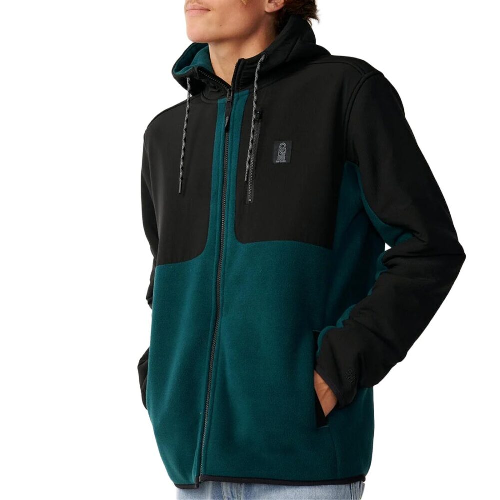 Rip Curl S-Series Panelled Zip Up Hooded Fleece - Blue/Green