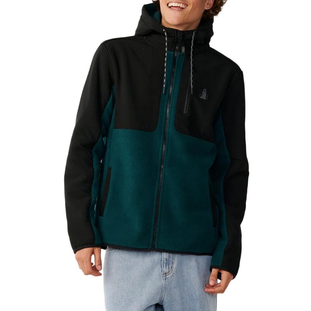 Rip Curl S-Series Panelled Zip Up Hooded Fleece - Blue/Green