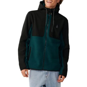 Rip Curl S-Series Panelled Zip Up Hooded Fleece - Blue/Green